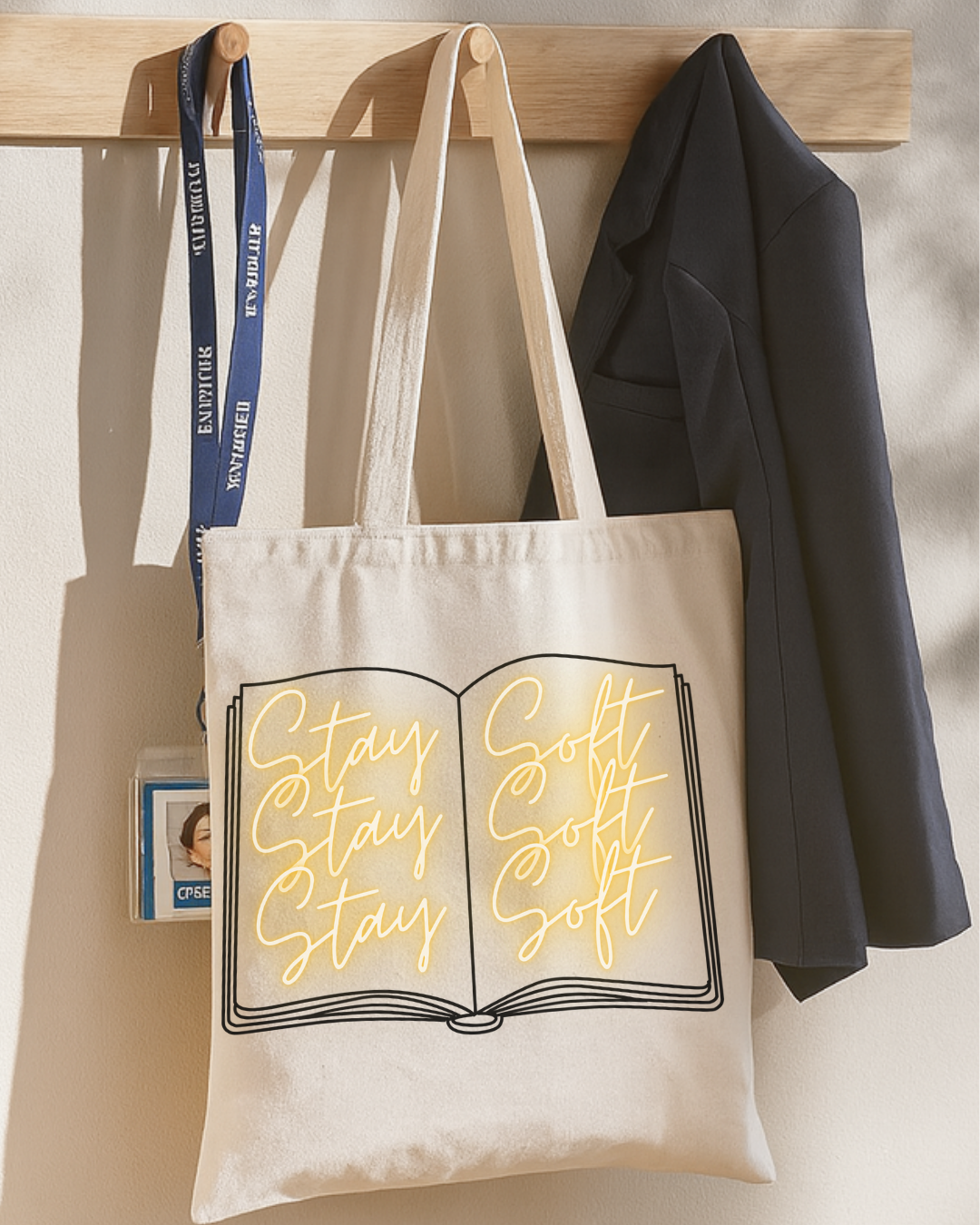 Book Lover Tote Bag — Illustrated Open Book Canvas Tote