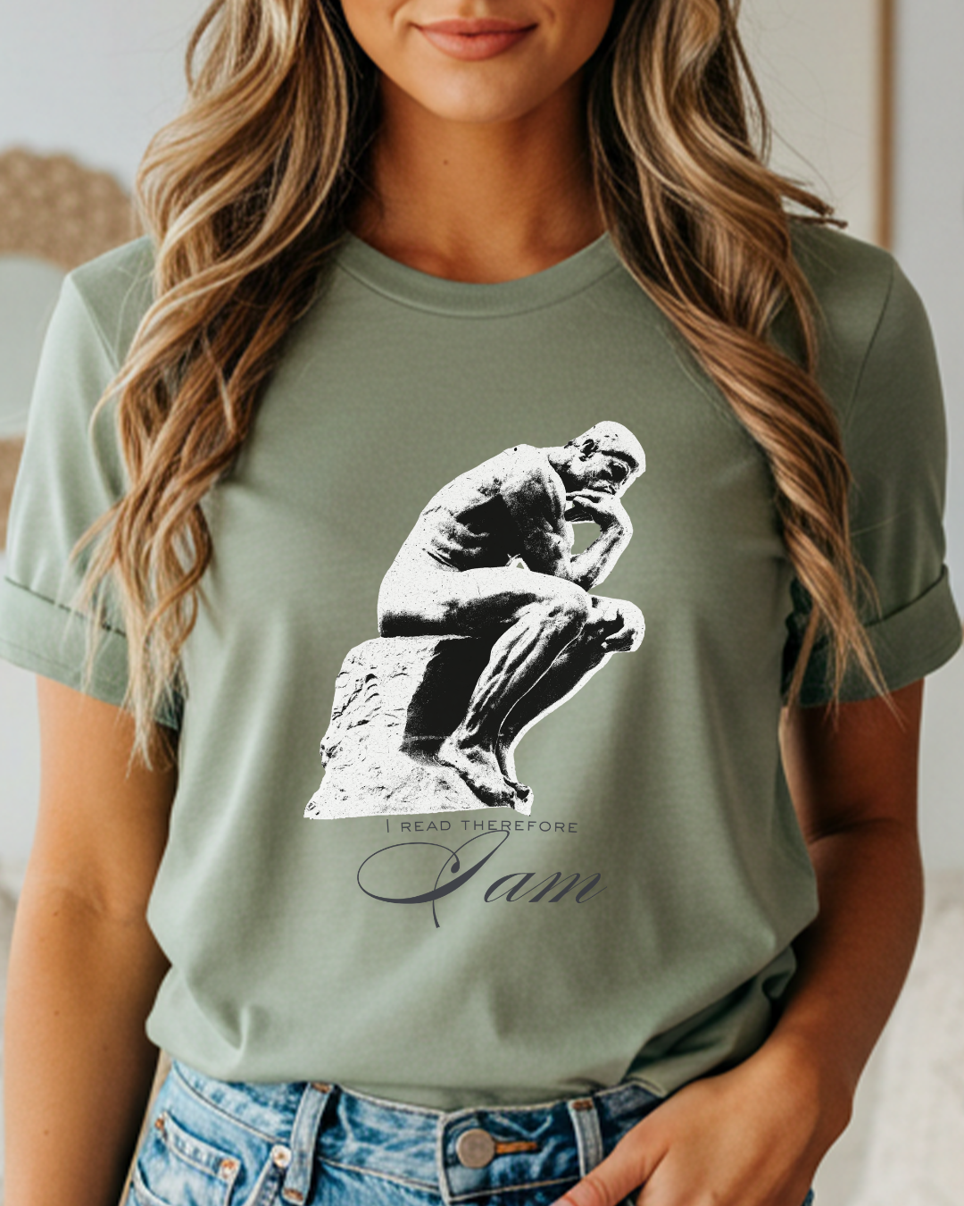 Thinker Statue T-Shirt — Artistic 'I Am' Minimalist Graphic Tee