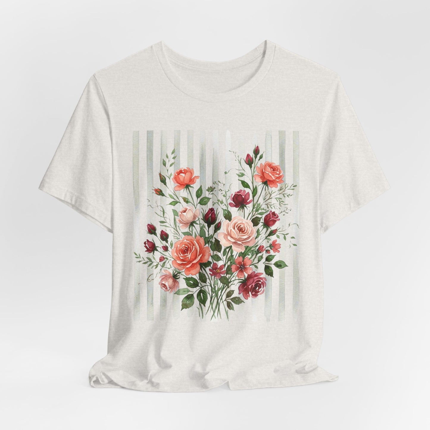 Vintage Rose Bouquet Striped Tee