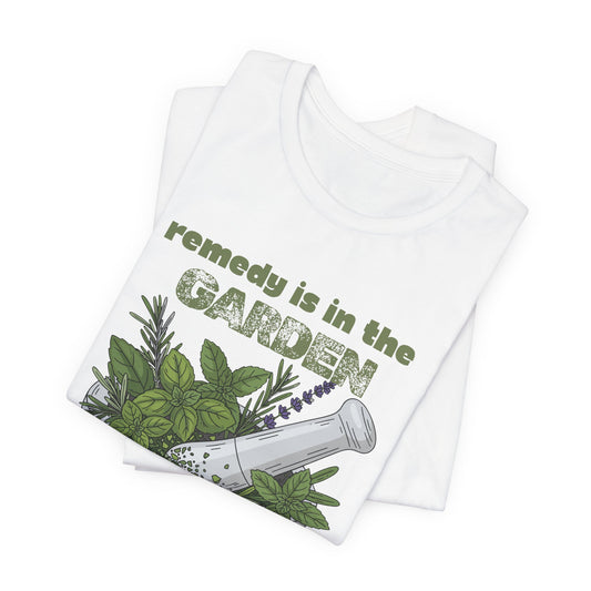 Herbal Garden Tee — Remedy Is in the Garden Mortar & Pestle Shirt