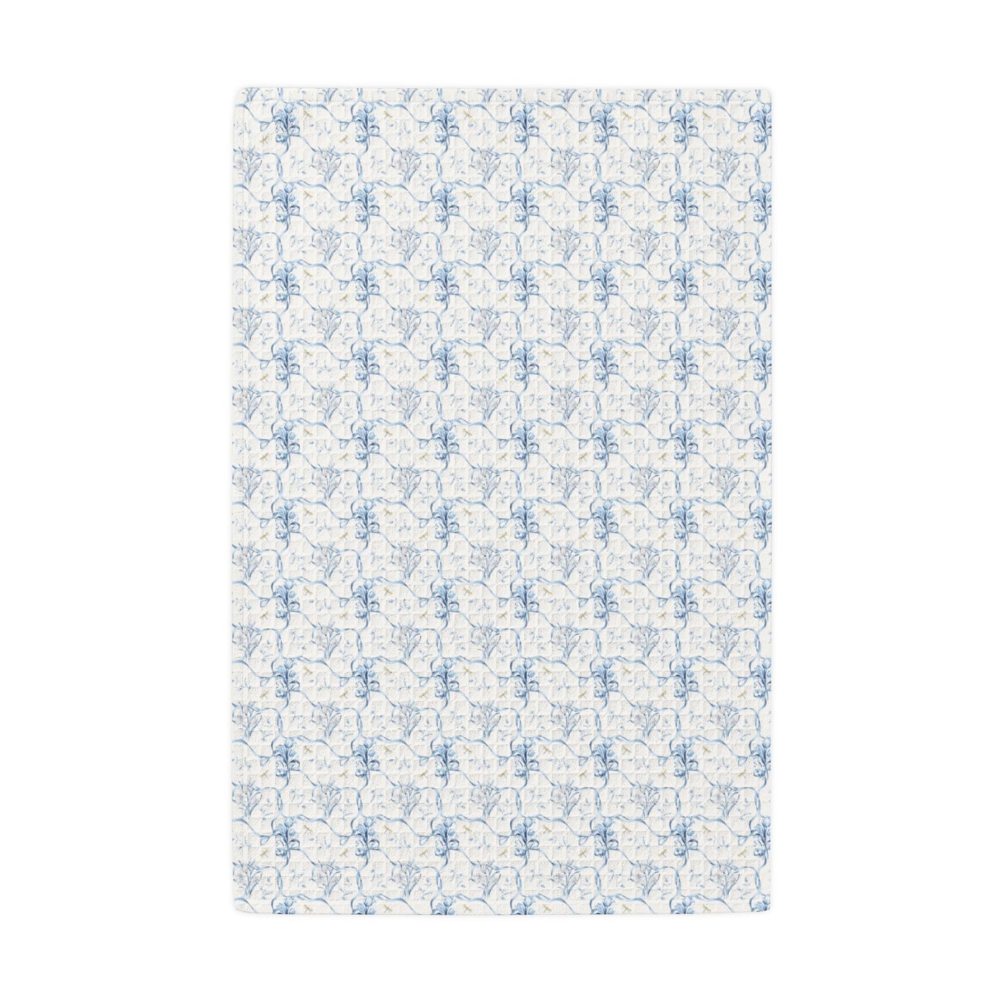 Blue Floral Kitchen Towel – Botanical Pattern Kitchen Decor in Off White & Soft Blue