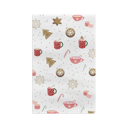 Holiday Hot Cocoa Microfiber Towel — Festive Christmas Mug & Cookie Tea Towel