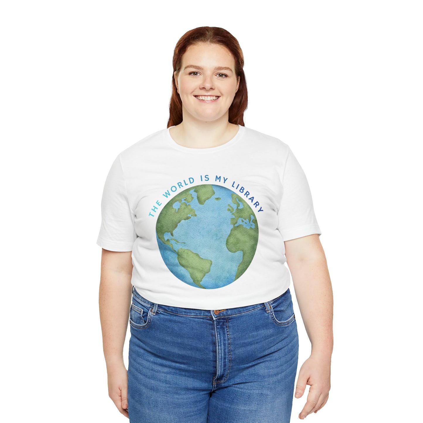 The World Is My Library T-Shirt — Earth Illustration Reading Travel Tee