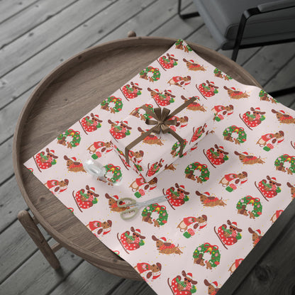 Christmas Sleigh Dogs Wrapping Paper