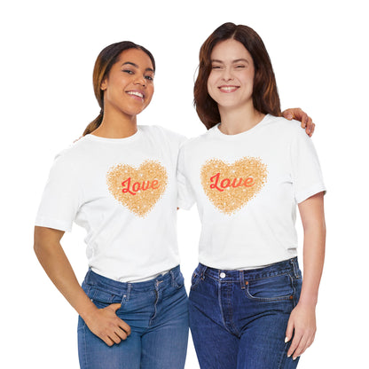 Gold Glitter Love Heart Graphic Tee