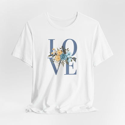 LOVE Blue Typography with Blue & Yellow Flowers