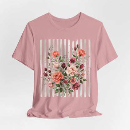 Vintage Rose Bouquet Striped Tee