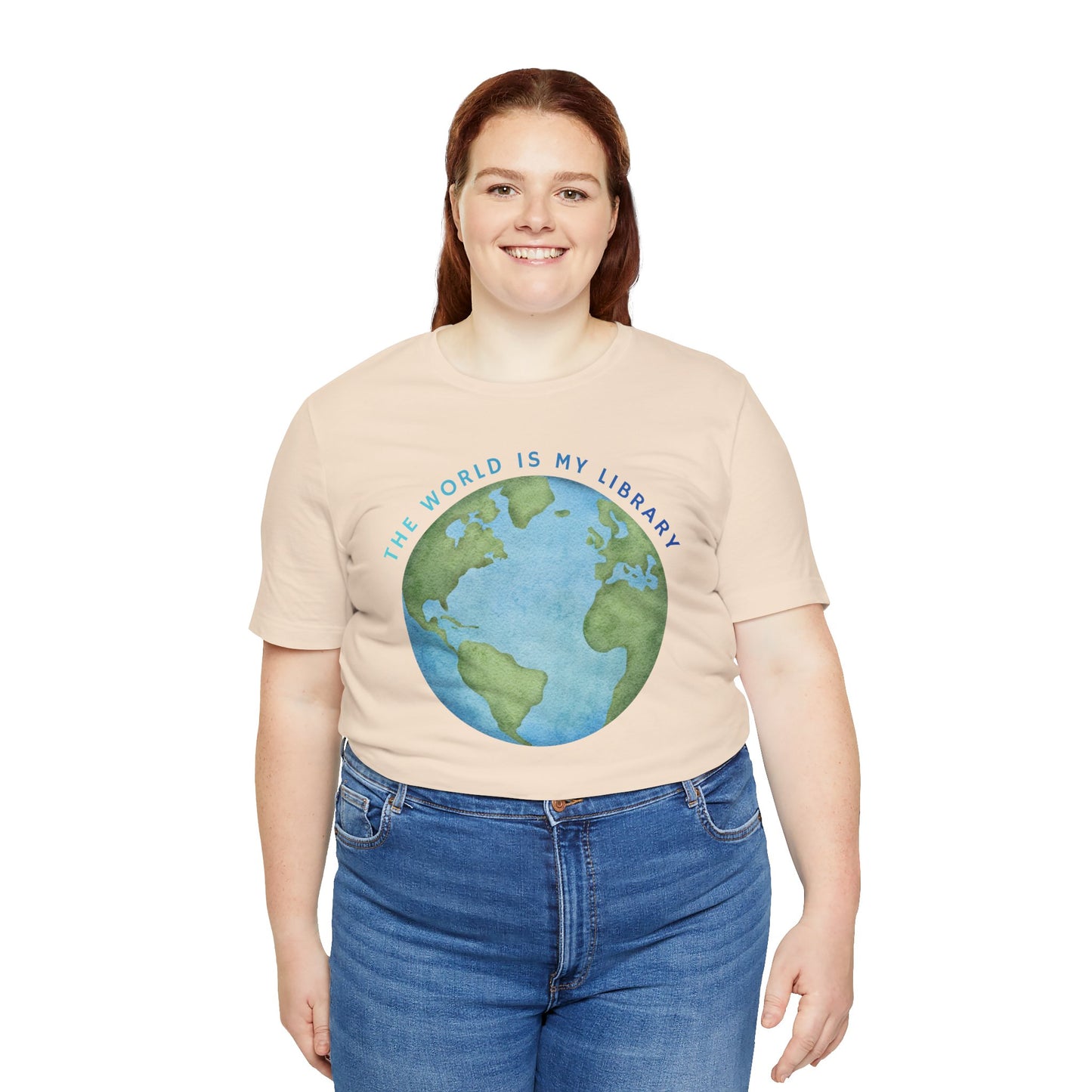 The World Is My Library T-Shirt — Earth Illustration Reading Travel Tee