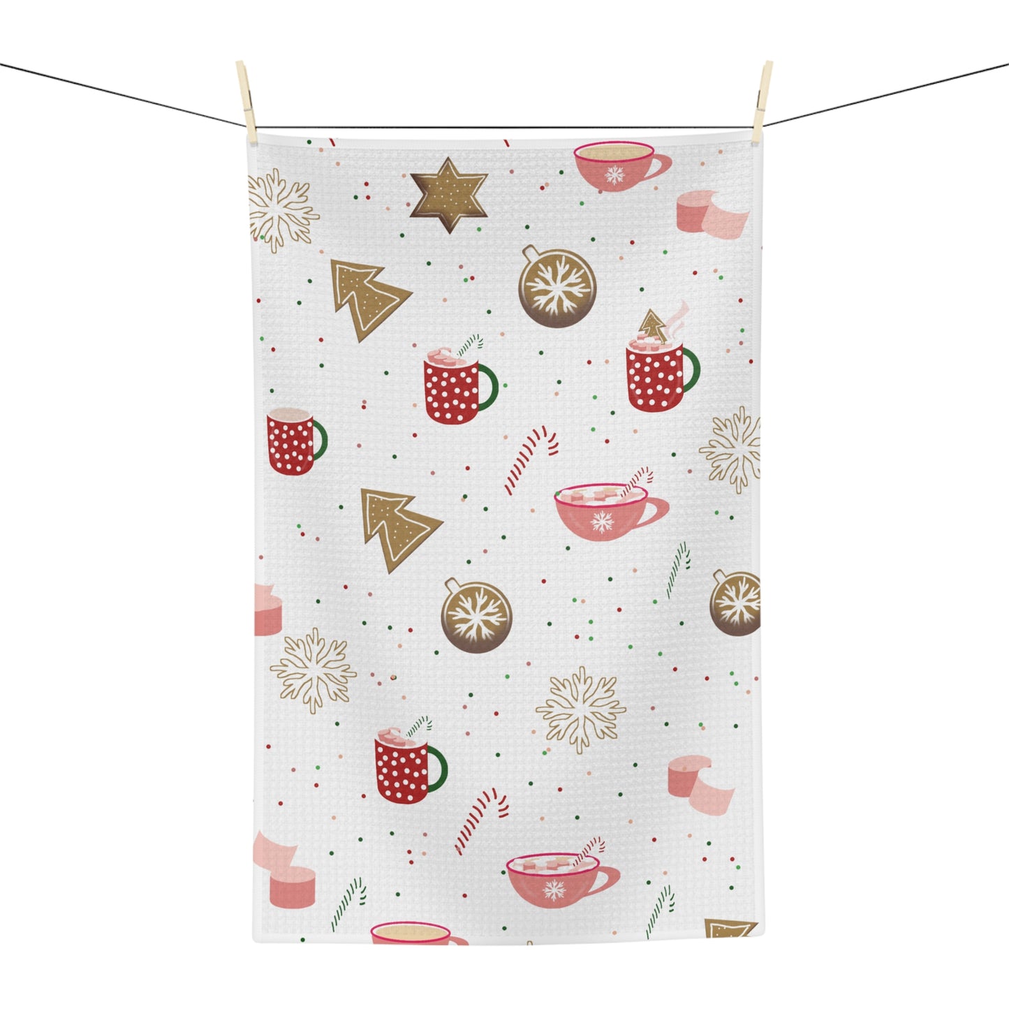 Holiday Hot Cocoa Microfiber Towel — Festive Christmas Mug & Cookie Tea Towel