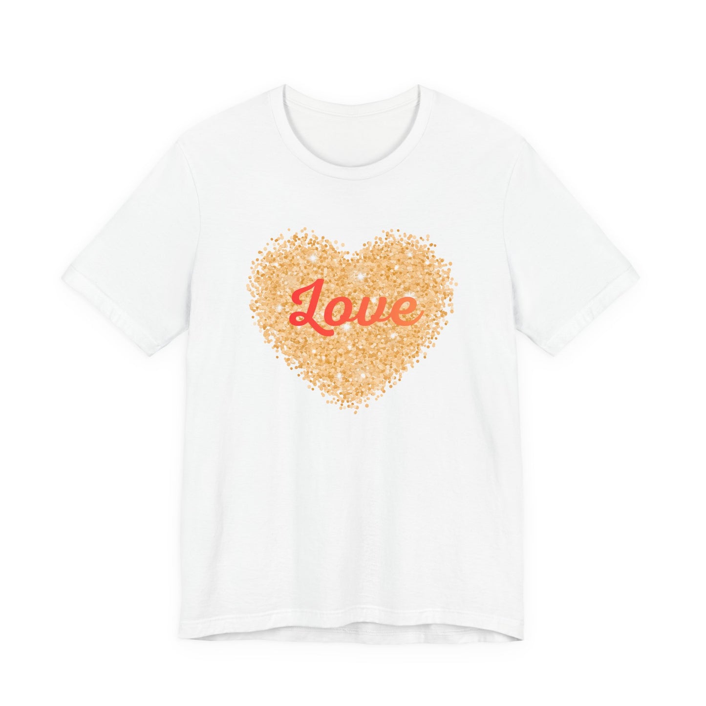 Gold Glitter Love Heart Graphic Tee