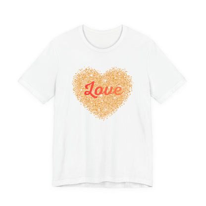 Gold Glitter Love Heart Graphic Tee