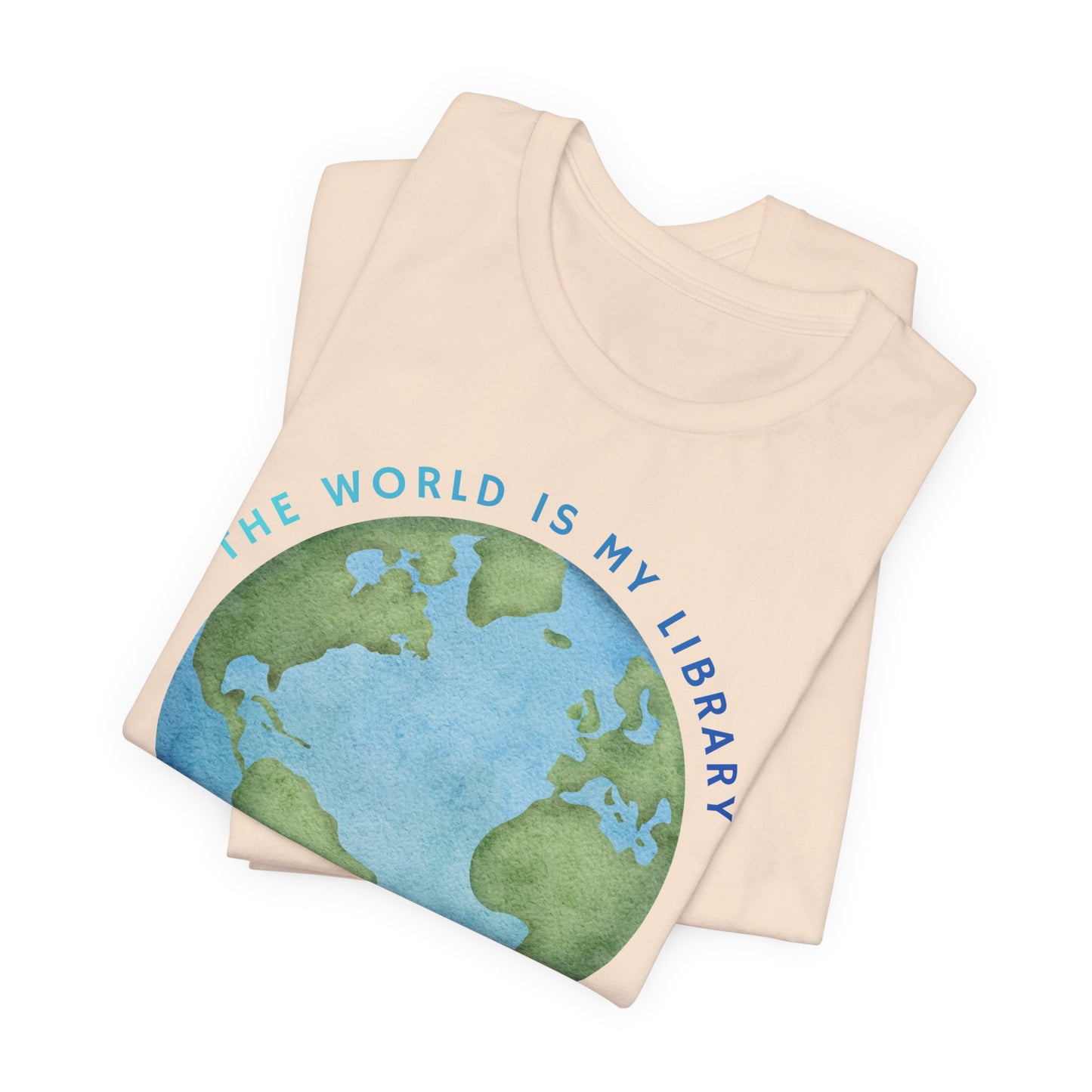 The World Is My Library T-Shirt — Earth Illustration Reading Travel Tee
