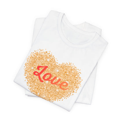 Gold Glitter Love Heart Graphic Tee