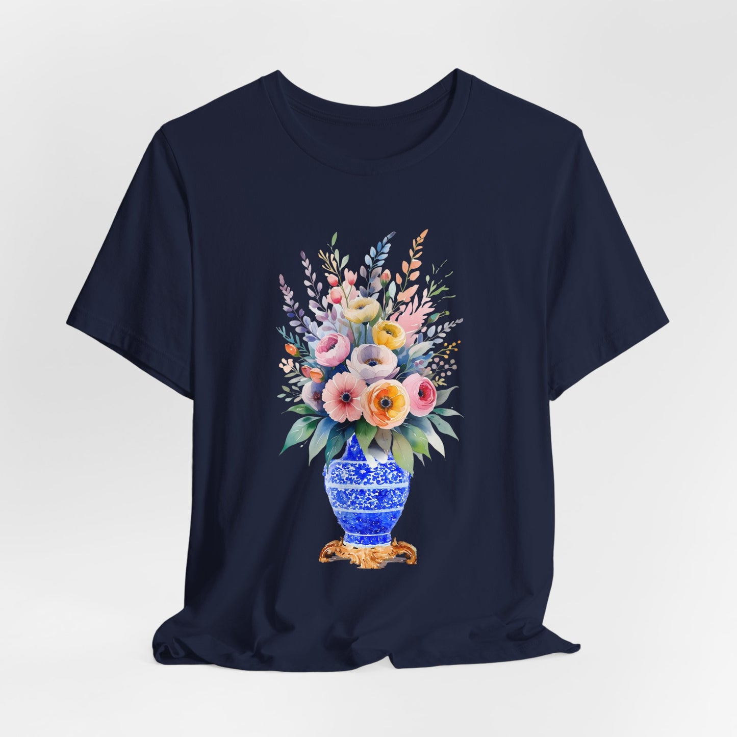 Classic Floral Vase – Minimal Feel-Good Unisex Tee