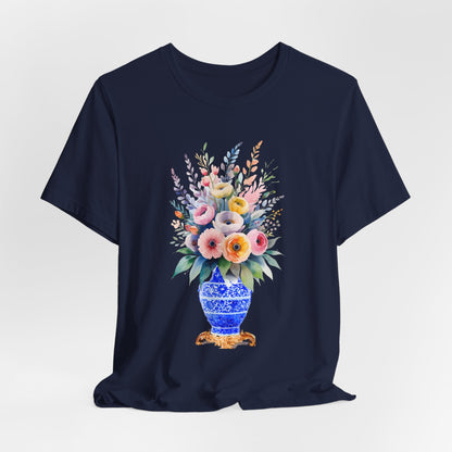 Classic Floral Vase – Minimal Feel-Good Unisex Tee