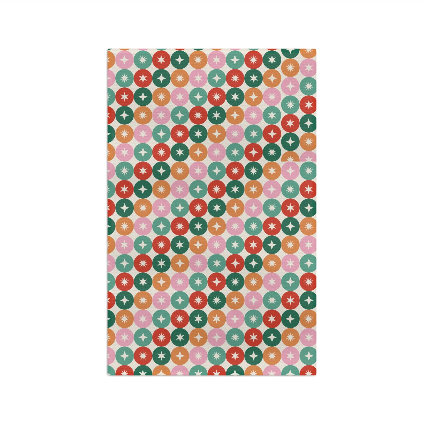 Retro Star Dot Tea Towel — Colorful Midcentury Kitchen Microfiber Towel