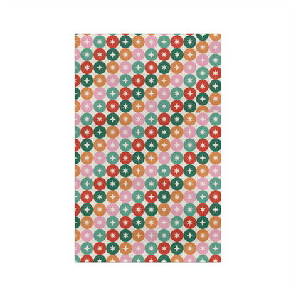 Retro Star Dot Tea Towel — Colorful Midcentury Kitchen Microfiber Towel