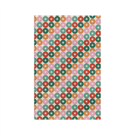 Retro Star Dot Tea Towel — Colorful Midcentury Kitchen Microfiber Towel