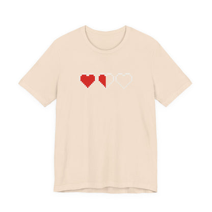 Pixel Heart Tee — Low Battery Love T‑Shirt