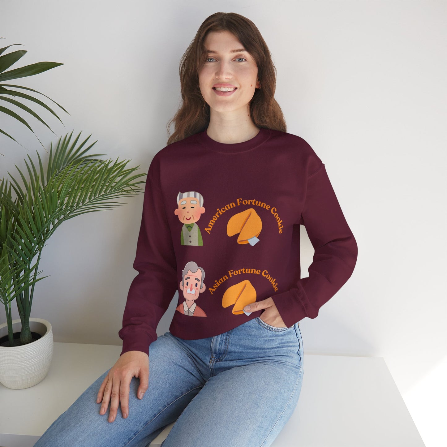 American vs Asian Fortune Cookie Crewneck – Funny Cozy Sweatshirt