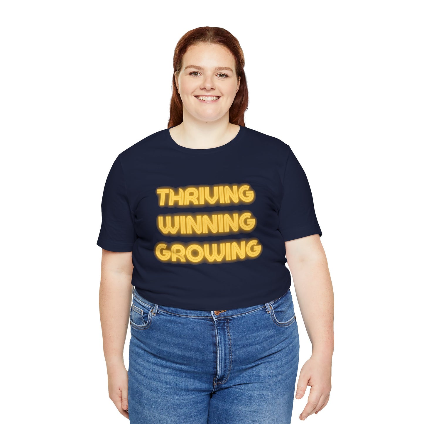 Thriving Winning Growing Shirt — Motivational Retro Neon Graphic T-Shirt