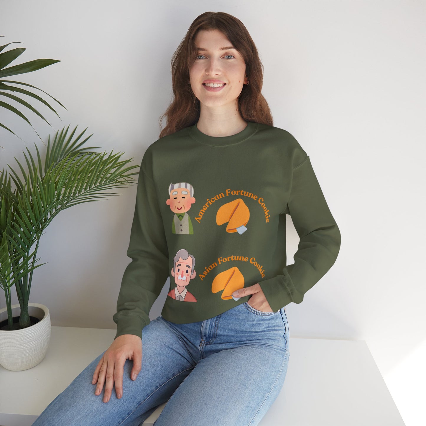 American vs Asian Fortune Cookie Crewneck – Funny Cozy Sweatshirt