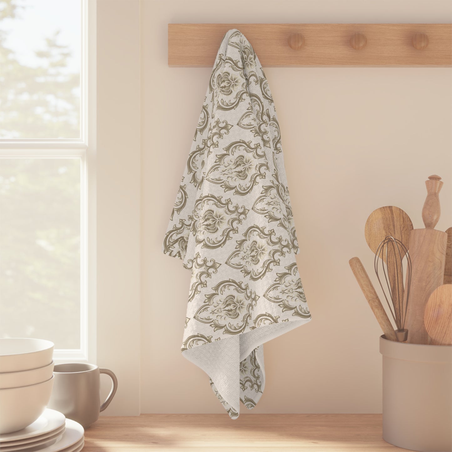 Damask Vintage Pattern Microfiber Tea Towel