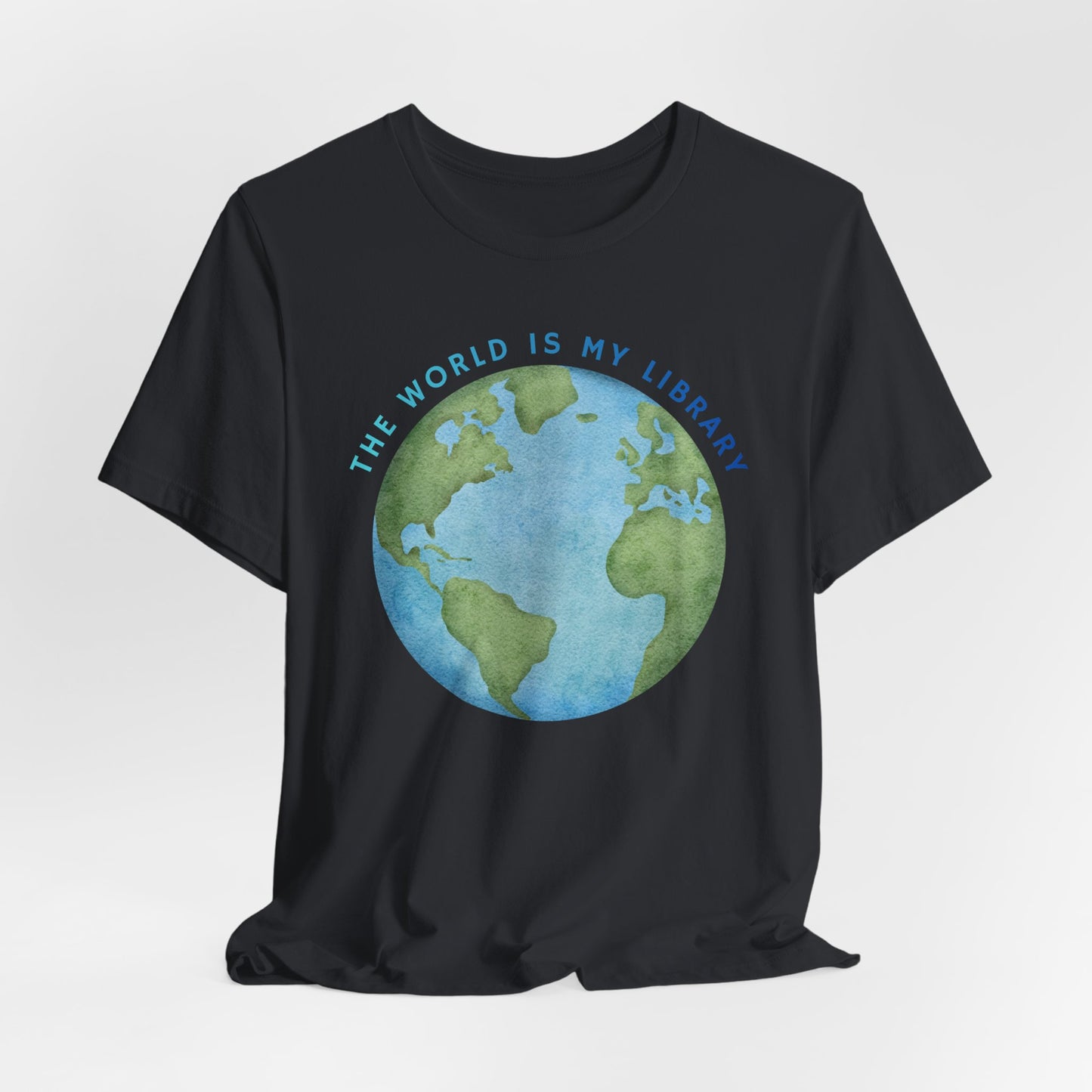 The World Is My Library T-Shirt — Earth Illustration Reading Travel Tee