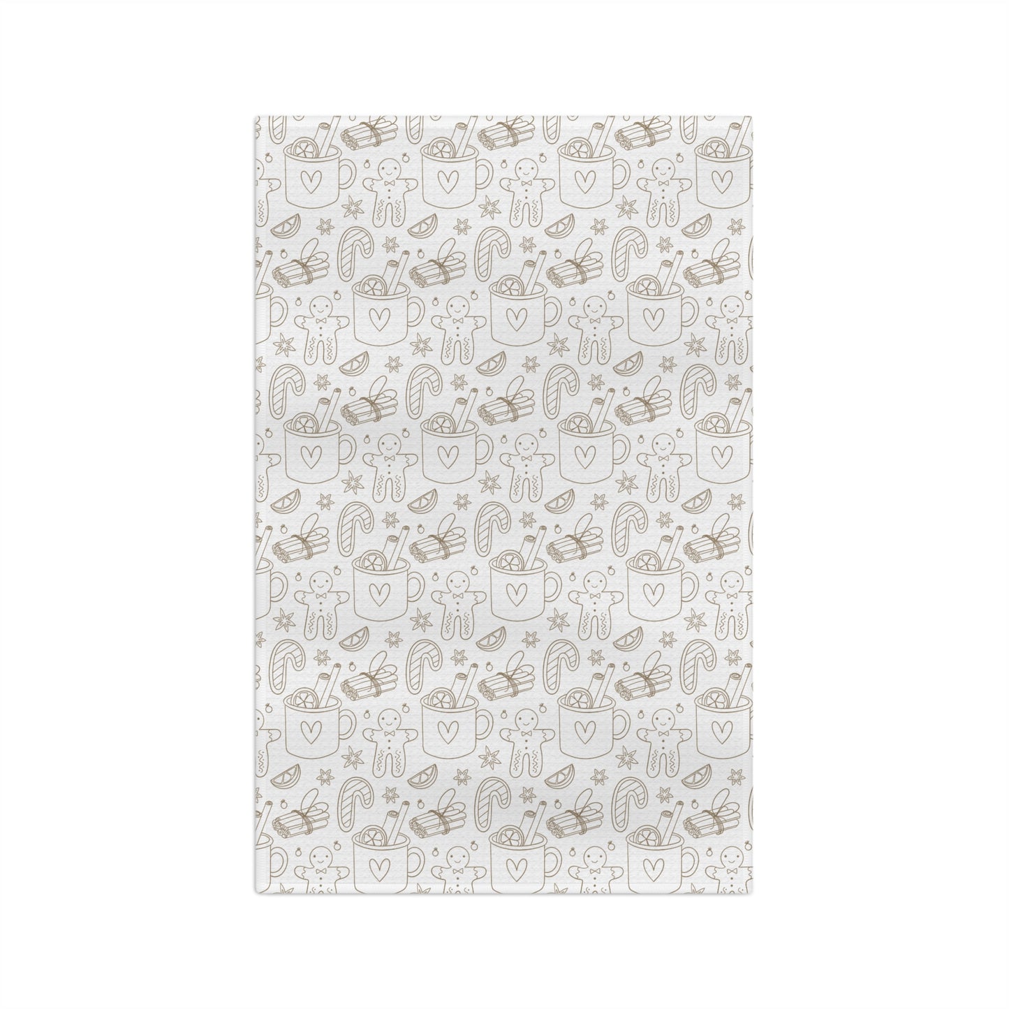 Minimalist Christmas Microfiber Towel — Cozy Tea Towel with Mug & Cookie Pattern