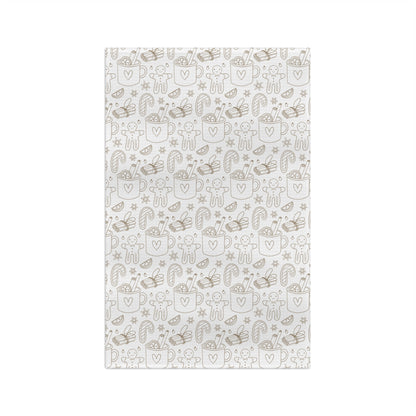 Minimalist Christmas Microfiber Towel — Cozy Tea Towel with Mug & Cookie Pattern