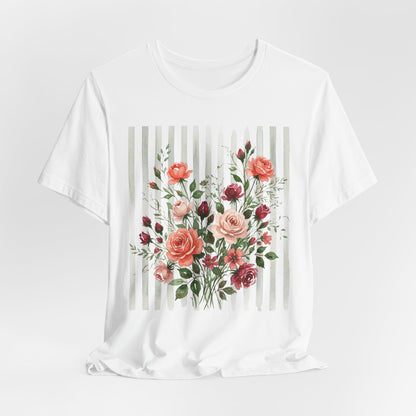 Vintage Rose Bouquet Striped Tee
