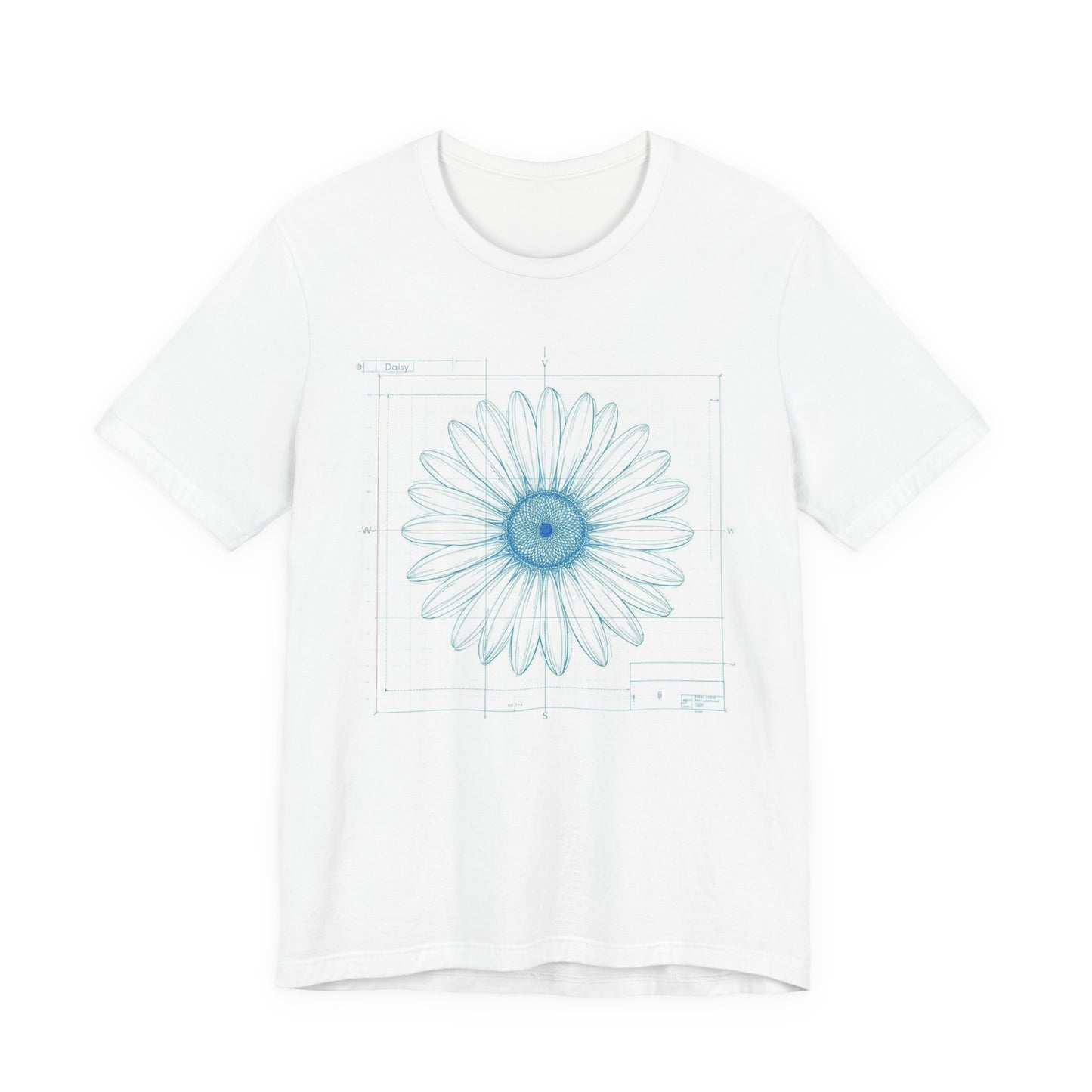 Blueprint of a Daisy — Floral Technical Drawing Tee