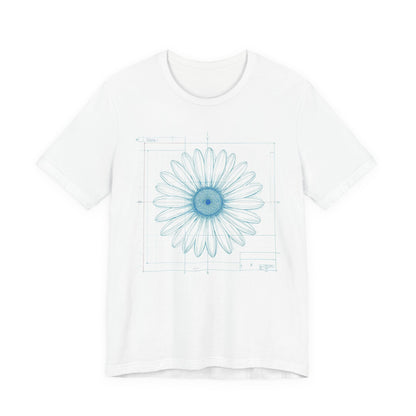 Blueprint of a Daisy — Floral Technical Drawing Tee