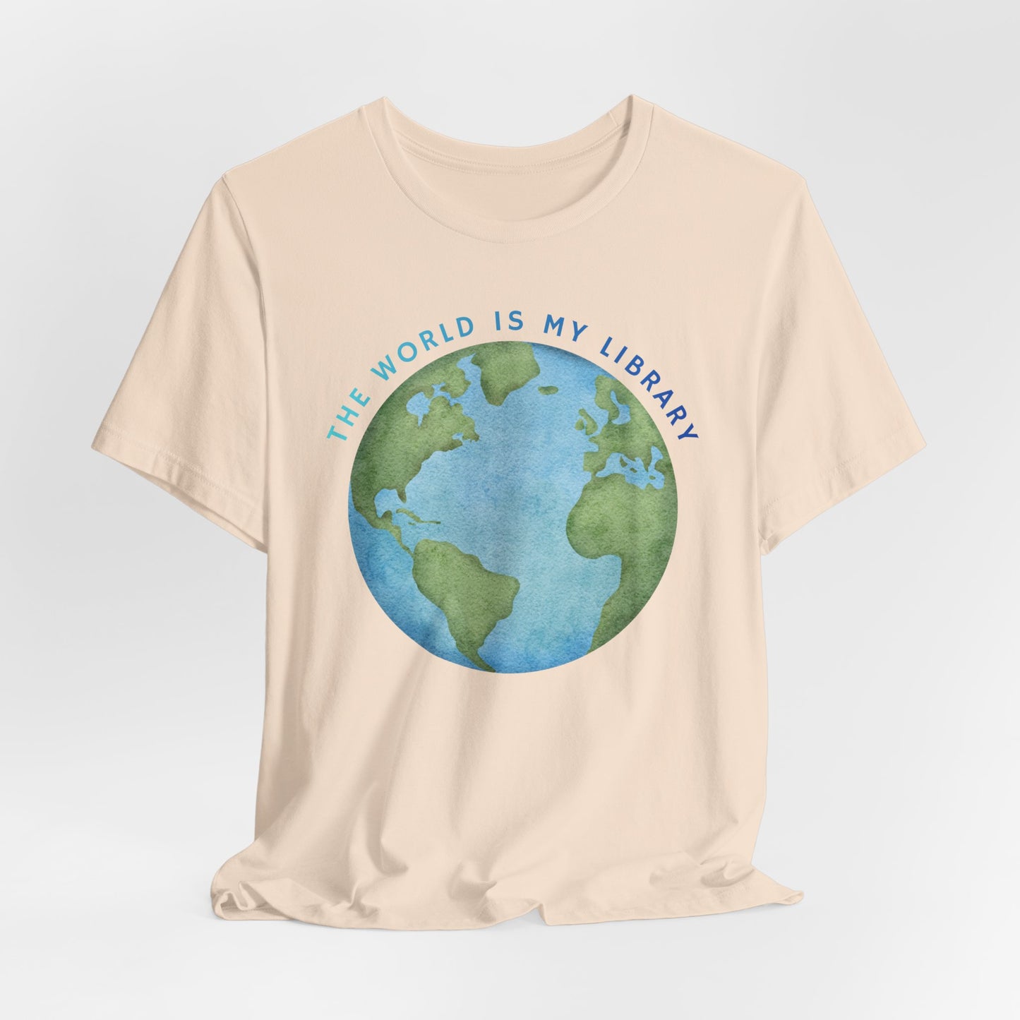 The World Is My Library T-Shirt — Earth Illustration Reading Travel Tee