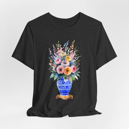 Classic Floral Vase – Minimal Feel-Good Unisex Tee