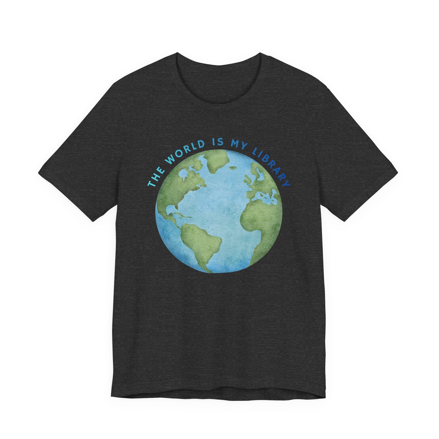 The World Is My Library T-Shirt — Earth Illustration Reading Travel Tee
