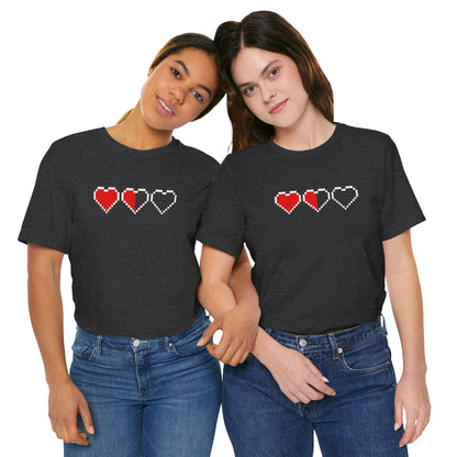 Pixel Heart Tee — Low Battery Love T‑Shirt