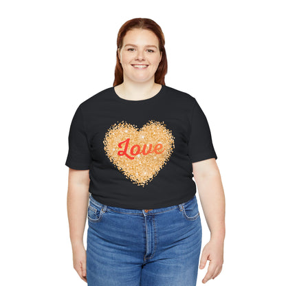 Gold Glitter Love Heart Graphic Tee