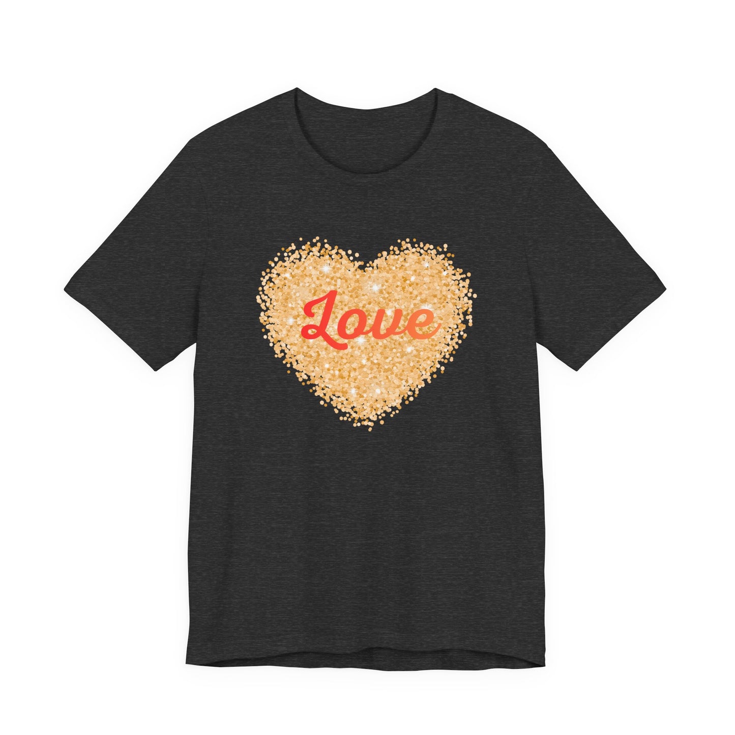 Gold Glitter Love Heart Graphic Tee