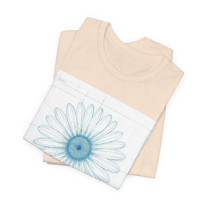 Blueprint of a Daisy — Floral Technical Drawing Tee