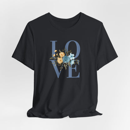 LOVE Blue Typography with Blue & Yellow Flowers