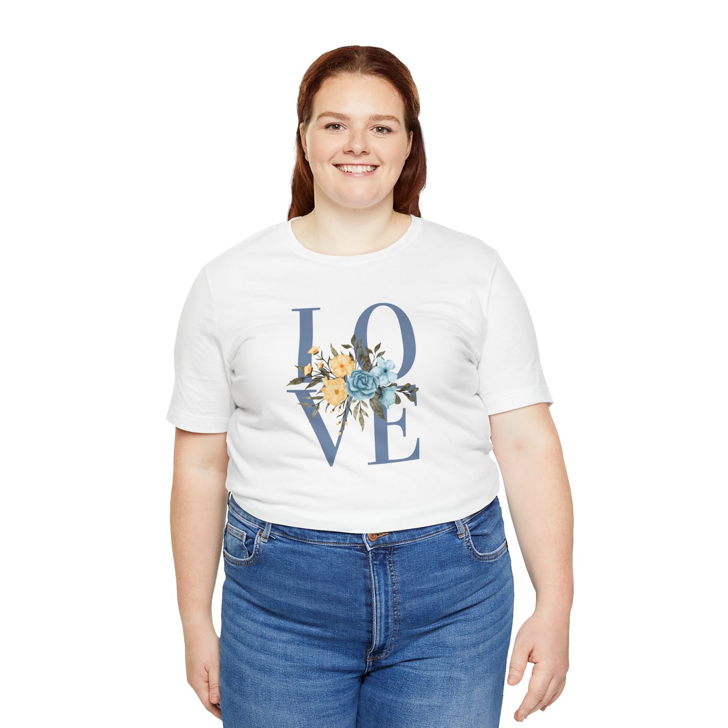 LOVE Blue Typography with Blue & Yellow Flowers