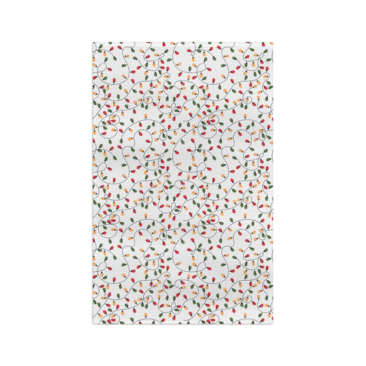 Holiday String Lights Microfiber Tea Towel — Christmas Kitchen Decor