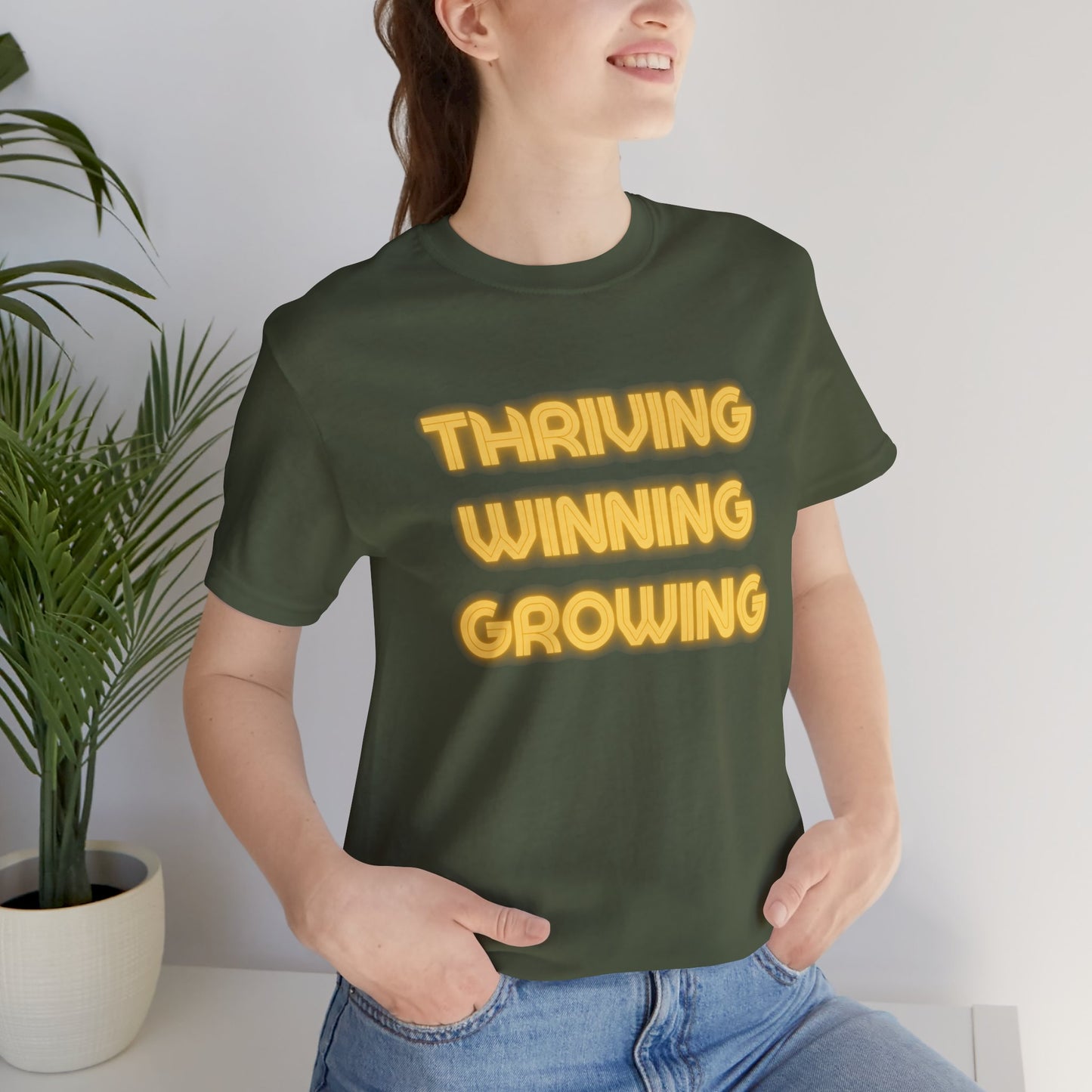 Thriving Winning Growing Shirt — Motivational Retro Neon Graphic T-Shirt