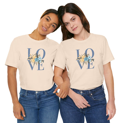 LOVE Blue Typography with Blue & Yellow Flowers
