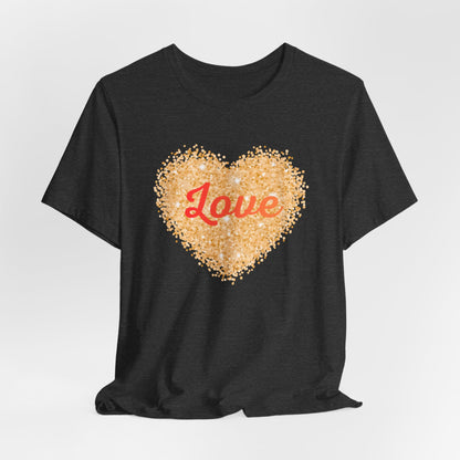 Gold Glitter Love Heart Graphic Tee