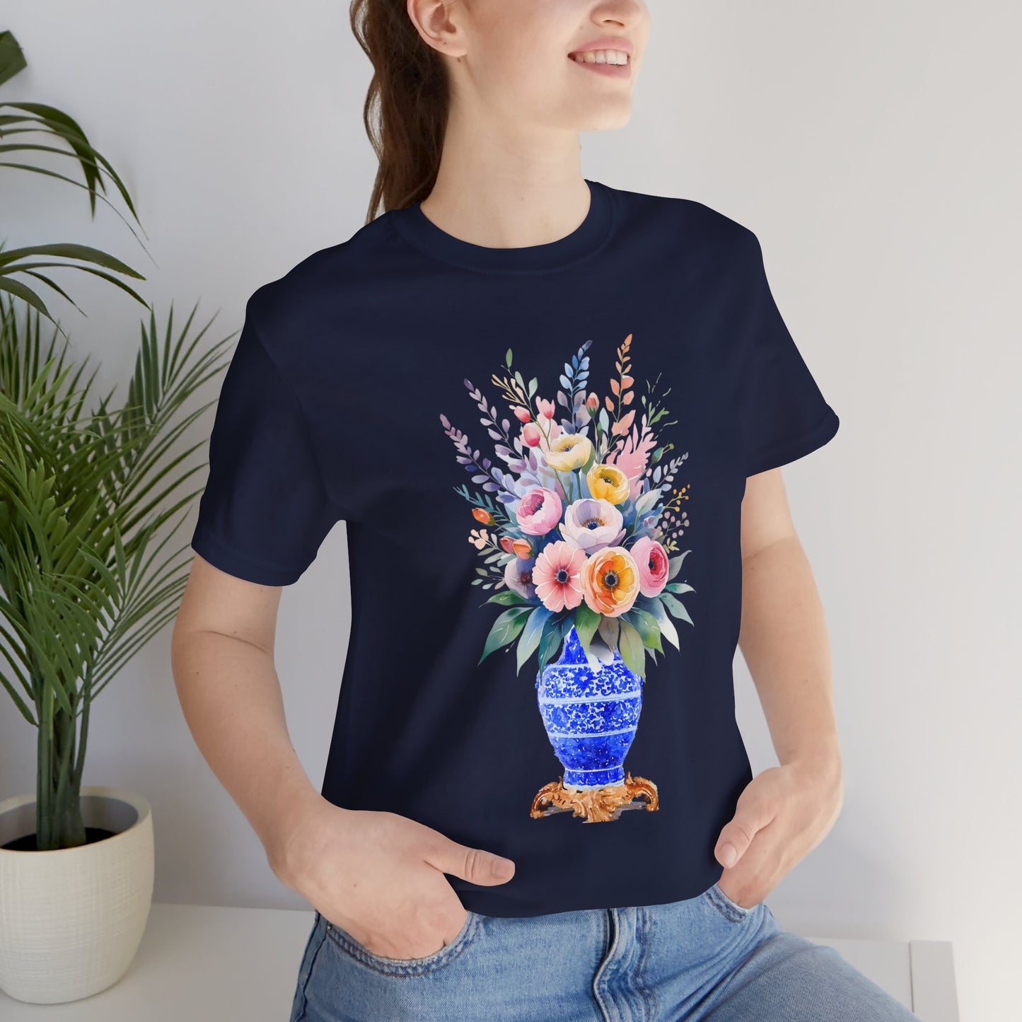 Classic Floral Vase – Minimal Feel-Good Unisex Tee