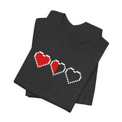 Pixel Heart Tee — Low Battery Love T‑Shirt