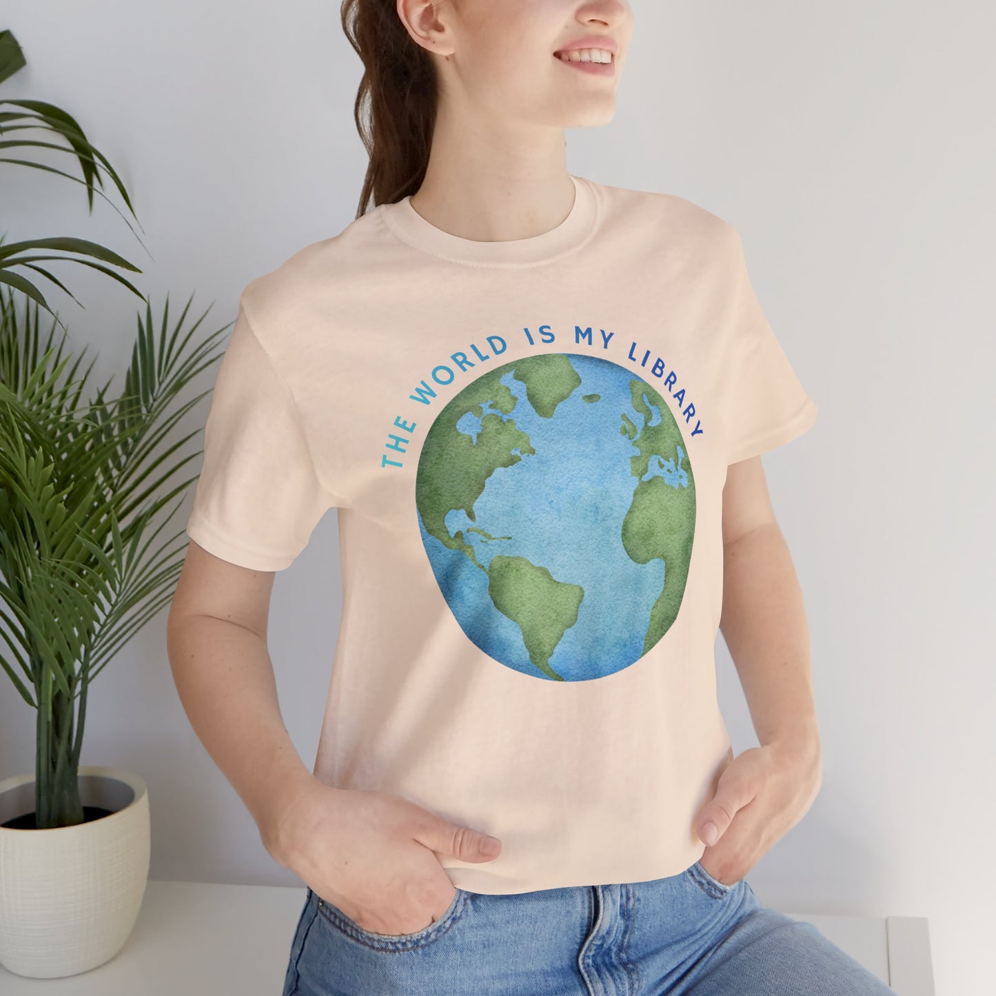 The World Is My Library T-Shirt — Earth Illustration Reading Travel Tee