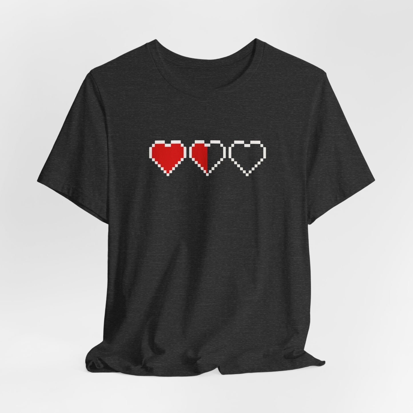 Pixel Heart Tee — Low Battery Love T‑Shirt